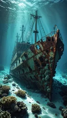 Selbstklebende Fototapeten ship wreck in the sea © Farn