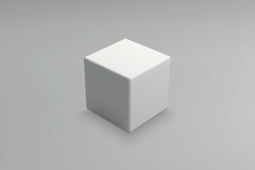 White cube on a gray gradient background