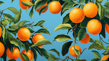 painting oranges on tree