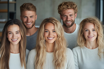 Fototapeta premium Stylish and approachable team members showcasing unity and collaboration with natural smiles