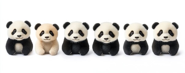 Obraz premium Adorable Baby Pandas Sitting In A Row