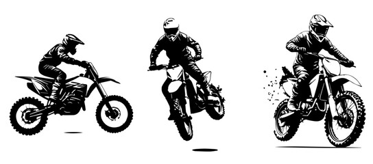 silhouettes of man riding on motocross vector design © Agoeng