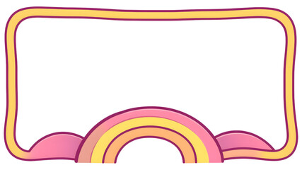 Pastel Rainbow Frame: A charming pastel rainbow arches beneath a soft, rounded frame in a design perfect for adding a touch of whimsy to your projects.  The colors are gentle and inviting.