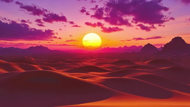 Desert landscapes in the setting sun