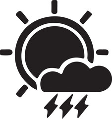 Sun silhouette icon vector, cloud icon, rain icon, power icon