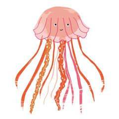 Fototapeta premium Cute jellyfish animal illustration vector