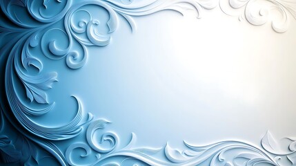 Fototapeta premium Elegant Blue Floral Design Frame Background