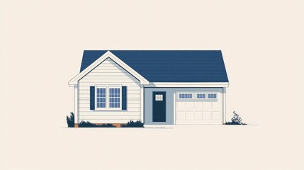 Minimalist clean vector of a simple home with a single door, two windows, and an uncluttered layout.