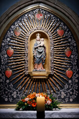 Regensburg Cathedral. Altar with Mary and the baby Jesus.