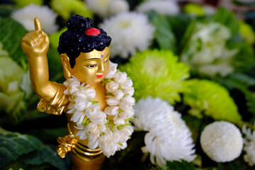 Thien Quang buddhist pagoda.  Infant Buddha statue pointing the north. On Vesak Day, Buddhists ...