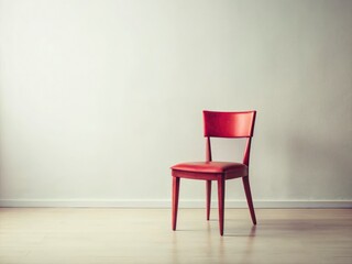 Fototapeta premium A vibrant red vintage chair pops against a pure white background. Still life perfection.