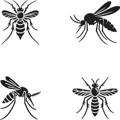 Vector Silhouettes of Mosquitoes and Insects