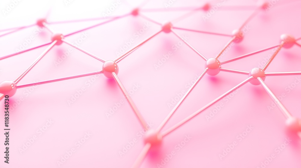 Aufkleber Pastel Geometric Network with Glowing Lines in Abstract Blockchain Concept