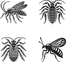 Insect Silhouettes Collection - Vector Illustrations of Various Insects
