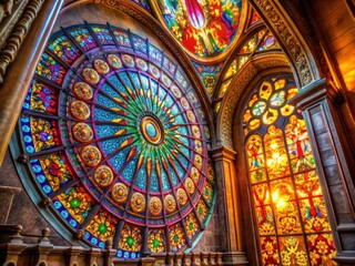 Obraz premium Cosmovitral's stained-glass artistry shines in this Guadalajara portrait, a breathtaking spectacle.