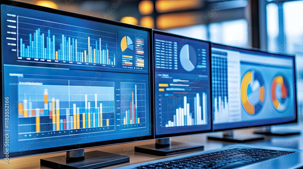 Poster data analysis and visualization on multiple computer screens