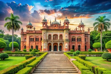 Fototapeta premium Discover Bangladesh's architectural gem: Tajhat Jamidar Bari in Rangpur. Visit this historical palace in August 2024.