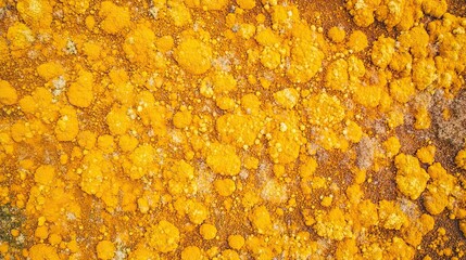 Yellow lichen texture, rock surface, close-up, nature background, scientific study.