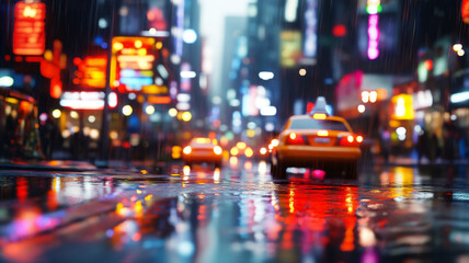 Fototapeta premium Neon cityscape with bright neon lights in a cinematic atmosphere 
