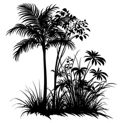 Obraz premium Silhouette tropical plants art vector