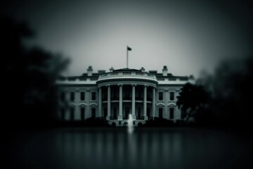 Fototapeta premium Historic building shrouded in shadows, evoking mystery and rever