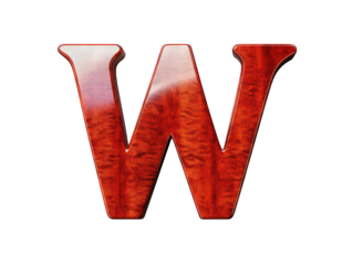 Rustic wooden letter w on dark background, a vintage typography image 