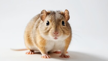 Adorable Brown Mouse Closeup Portrait - Studio Shot on White Background - Cute Small Rodent Pet Animal Wildlife Photography