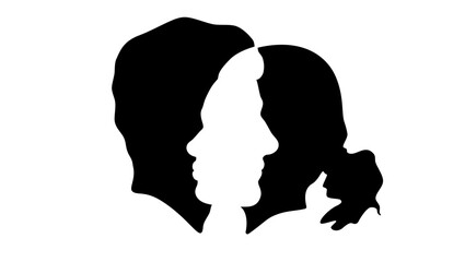 Interpersonal Relationship, black isolated silhouette