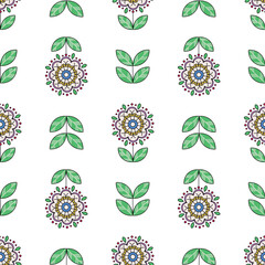 Seamless floral pattern in Nordic fairy tale style