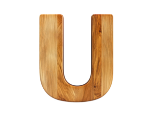 Rustic wooden letter u on dark background, vintage typography for design 