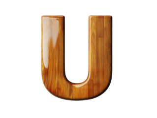 Rustic wooden letter u on dark background, a closeup studio shot 