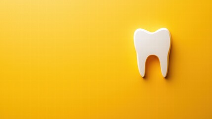 Tooth icon cutout on yellow background for advertising use