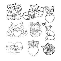 Watercolor Valentines Day cute couple fox clipart, valentine animal illustration for t-shirts
