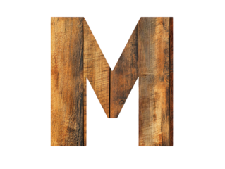 Rustic wooden letter m, a vintage alphabet block for crafts and home decor