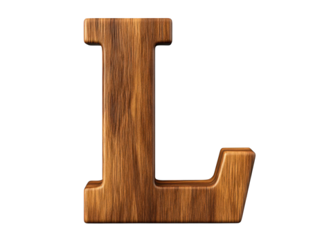 Wooden letter l on dark background, a simple yet elegant design element