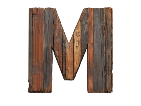 Intricately crafted wooden letter m, a natural wood monogram for rustic decor 