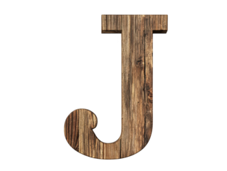 Rustic wooden letter j, a vintage alphabet character for crafts and home decor 