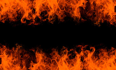 Fire Black Background with Realistic Fire