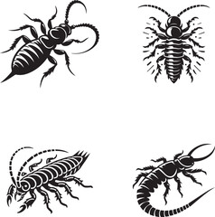 Obraz premium Vector Silhouette Illustrations of Various Insects