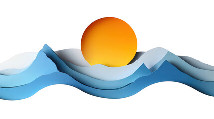 Radiant sun illuminates majestic mountain peaks in a breathtaking landscape