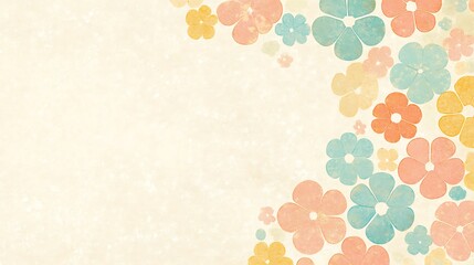 Pastel Flowers on a Beige Textured Background