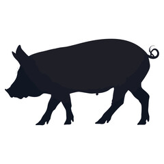 Pig walking silhouette illustration animal vector