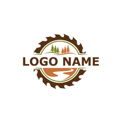 Fototapeta premium sawmill company logo, forestry company logo vector