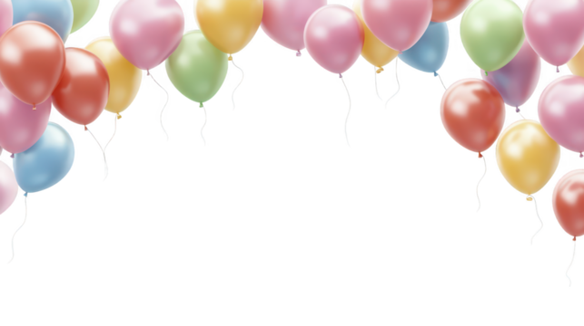 Vibrant celebration, colorful balloons ascend against a mysterious black backdrop