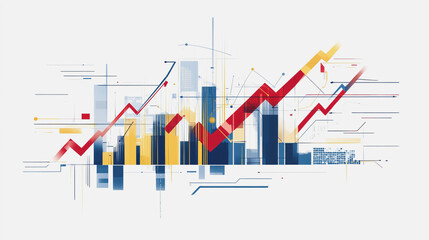 Abstract white background with Colorful charts and graphs with statistics to innovative analyze business potential and forecast future development of companies growth.