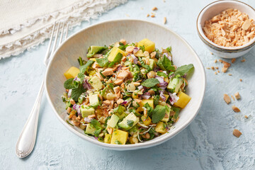 Sprouted Lentil Salad with Mango and Avocado Pieces