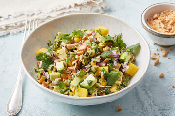 Sprouted Lentil Salad with Mango and Avocado Pieces