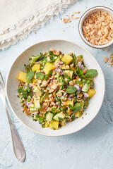 Sprouted Lentil Salad with Mango and Avocado Pieces