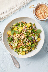 Sprouted Lentil Salad with Mango and Avocado Pieces
