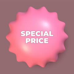 Beautiful 3d pink starburst label. Sale offer or new price badge concept icon.
